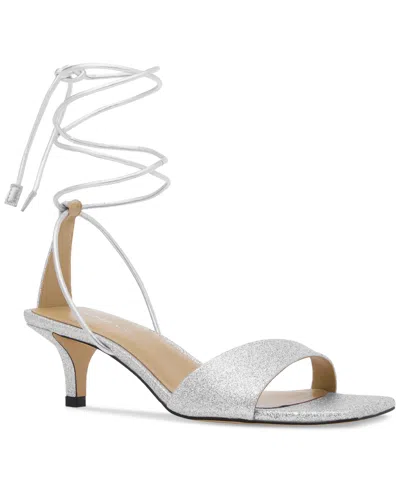 Michael Kors Michael  Women's Jaida Ankle-tie Sandals In Silver