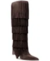 Michael Kors Jayla Fringed Suede Tall Boot In Brown