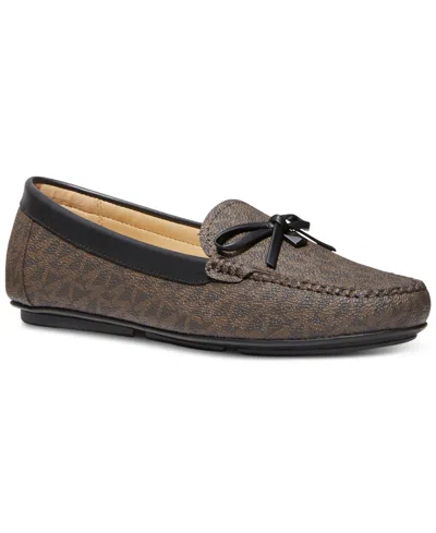 Michael Kors Michael  Women's Juliette Moccasin Loafer Flats In Brown,luggage Logo Canvas