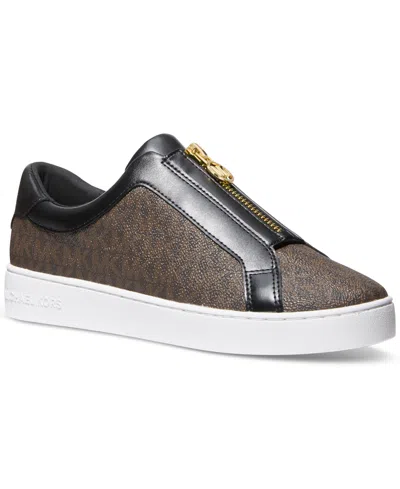 Michael Kors Michael  Women's Keaton Zip Slip-on Sneakers In Brown