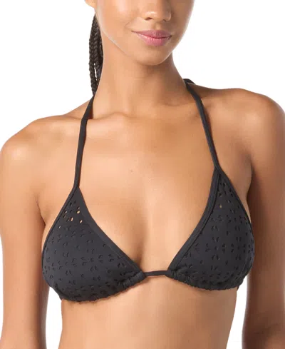 Michael Kors Michael  Women's Laser Cut Triangle Bikini Top In Black