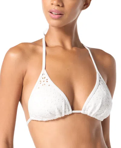 Michael Kors Michael  Women's Laser Cut Triangle Bikini Top In White