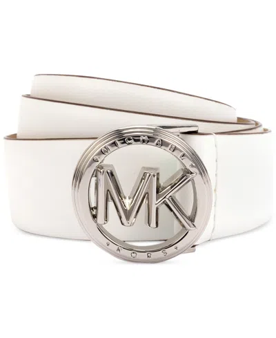Michael Kors Michael  Women's Leather Logo-buckle Belt In Optic White