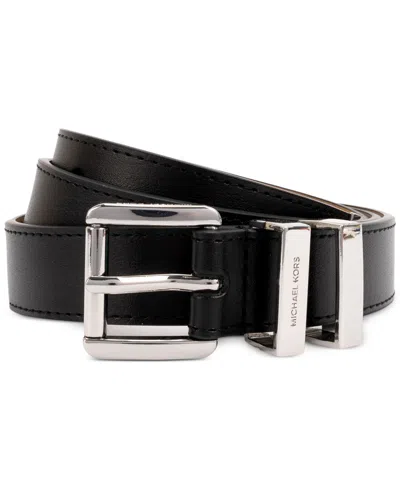 Michael Kors Michael  Women's Leather Metal-loop Belt In Black,silver