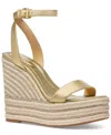 Michael Kors Leighton Metallic Leather Wedge Sandal In Pale Gold