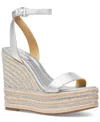 Michael Kors Leighton Metallic Leather Wedge Sandal In Silver