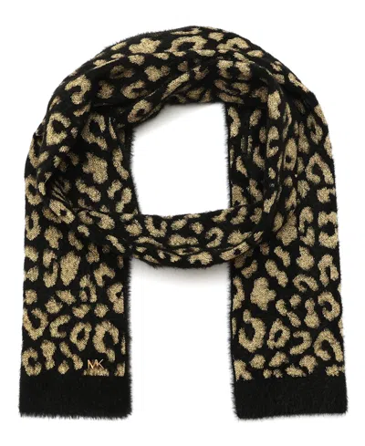 Michael Kors Michael  Women's Leopard Metallic Shimmer Scarf In Brown