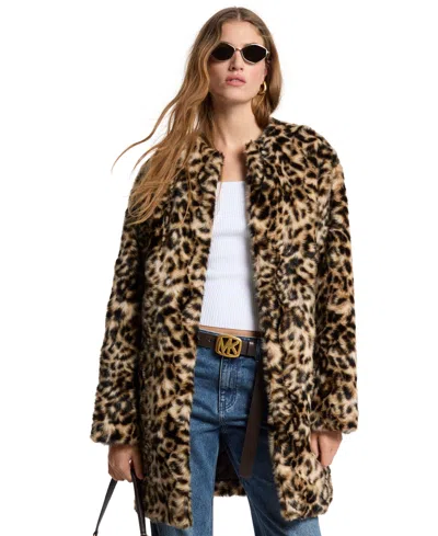 Michael Kors Michael  Women's Leopard-print Faux Fur Coat In Animal Print