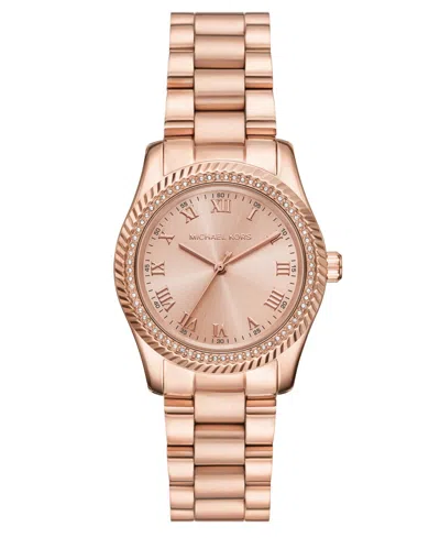 Michael Kors Michael  Women's Lexington Three-hand Rose Gold-tone Stainless Steel Watch 33mm In Neutral