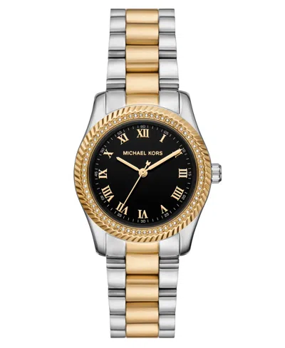 Michael Kors Michael  Women's Lexington Three-hand Two-tone Stainless Steel Watch 33mm In Black