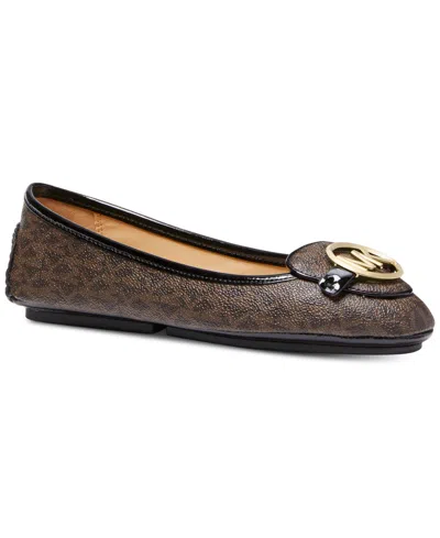 Michael Kors Lillie 40r9lifp2b-200 Moccasin Women's Us 5.5 Brown Flat Zpo1384 In Brown Logo