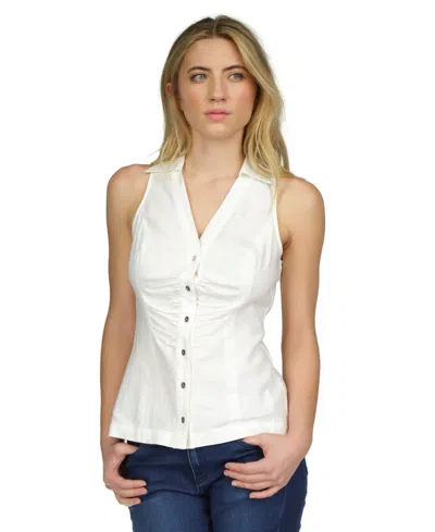 Michael Kors Michael  Women's Linen Sleeveless Button-front Top, Regular & Petite In White