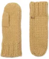 Michael Kors Michael  Women's Logo Detail Super Chunk Mittens In Dark Camel