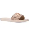 Michael Kors Rx24e Womens Shimmer Man Made Slide Sandals In Soft Pink,rose Gold