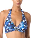 Michael Kors Michael  Women's Logo Halter Bikini Top In New Navy