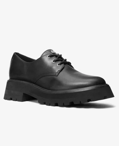 Michael Kors Michael  Women's Lowen Platform Leather Lace-up Loafers In Black