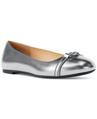 Michael Kors Michael  Women's Mandy Ballet Flats In Silver Metallic Leather