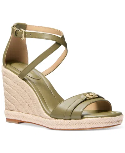 Michael Kors Michael  Women's Mandy Wedge Sandals In Safari Green
