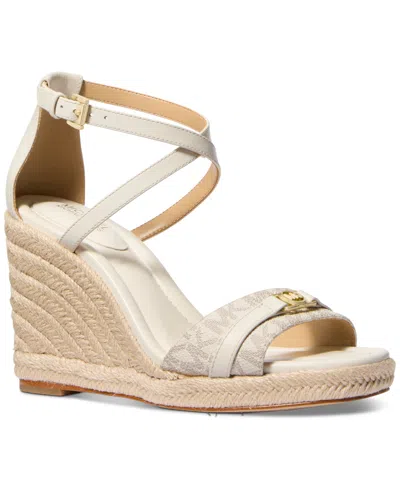 Michael Kors Michael  Women's Mandy Wedge Sandals In Vanilla,cream