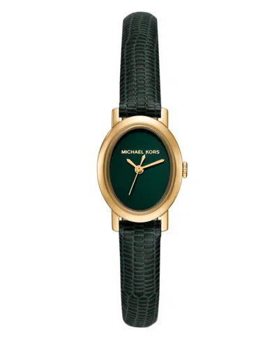 Michael Kors Michael  Women's Maude Three-hand Green Leather Watch 21mm In Black