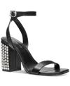 Michael Kors Merriam Studded Leather Block Heel Sandal In Black