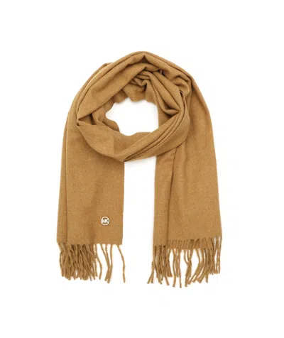 Michael Kors Michael  Women's Metallic Herringbone Wrap Scarf In Dark Camel