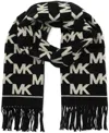 Michael Kors Michael  Women's Metallic Logo Wrap Scarf In Black Silver