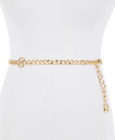 Michael Kors Michael  Women's Mk Logo Metal Chain Belt In Gold