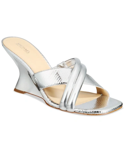 Michael Kors Michael  Women's Nadina Mule Wedge Sandals In Silver