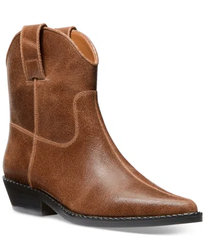 Michael Kors Noemie Distressed Leather Boot In Brown