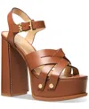 Michael Kors Nora Leather Platform Sandal In Brown