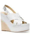 Michael Kors Nora Leather Wedge Sandal In Optic White