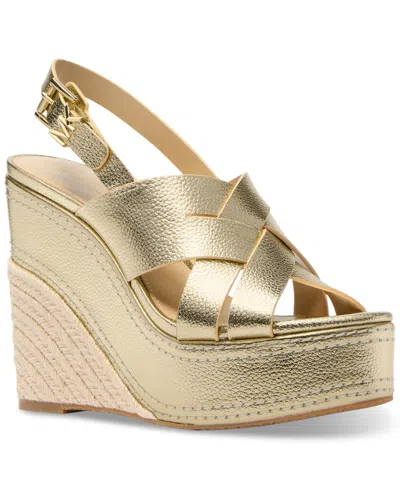 Michael Kors Michael  Women's Nora Wedge Sandals In Pale Gold