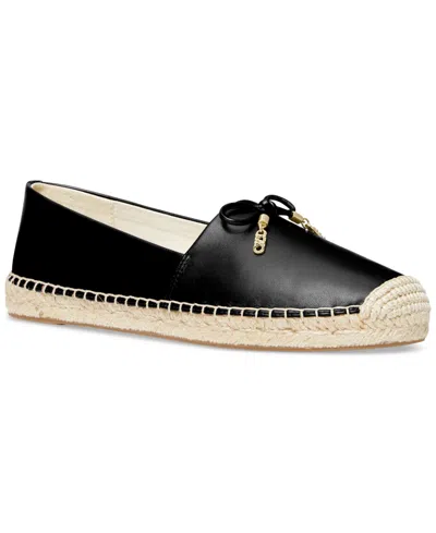 Michael Kors Nori Leather Slip-on Espadrille In Black