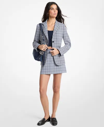 Michael Kors Michael  Women's Notch Collar Fitted Blazer In Blue