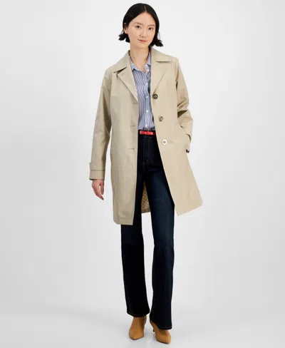 Michael Kors Michael  Women's Notched Collar Button-front Coat, Exclusively At Macy's In Dune