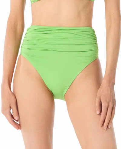 Michael Kors Michael  Women's O-ring High-waist Bikini Bottoms In Green