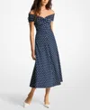 Michael Kors Polka Dot Stretch Matte-jersey Dress In Blue