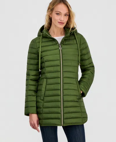Michael Kors Michael  Women's Packable Hooded Puffer Coat In Green