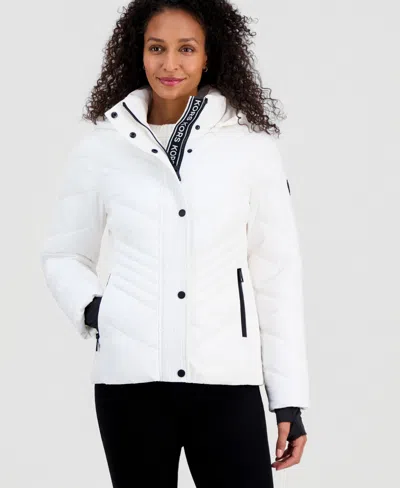 Michael Kors Michael  Women's Packable Hooded Puffer Coat In White