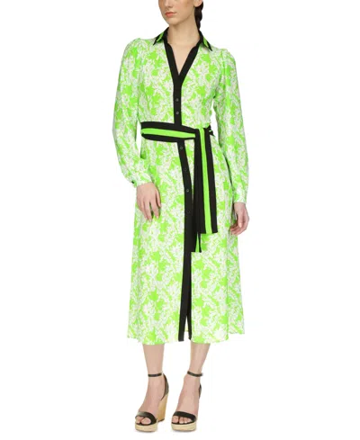 Michael Kors Belted Midi Dress In Green Apple