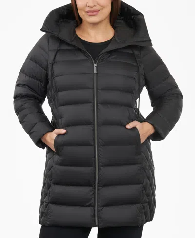 Michael Kors Michael  Women's Plus Size Hooded Down Packable Puffer Coat, Created For Macy's In Black