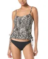 Michael Kors Michael  Women's Printed Side-ruched Tankini Top