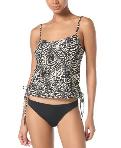 Michael Kors Michael  Women's Printed Side-ruched Tankini Top