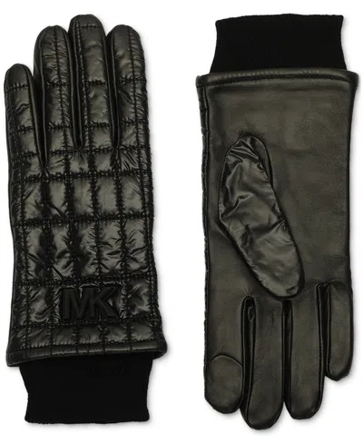 Michael Kors Michael  Women's Quilted Nylon Tech Gloves In Black