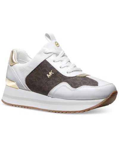 Michael Kors Michael  Women's Raina Lace-up Trainer Running Sneakers In Brown
