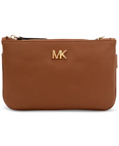 Michael Kors Michael  Women's Reversible Leather Belt Bag In Luggage,brown