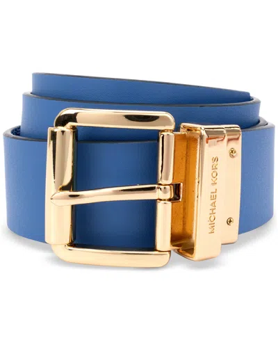 Michael Kors Michael  Women's Reversible Leather Belt In French Blue
