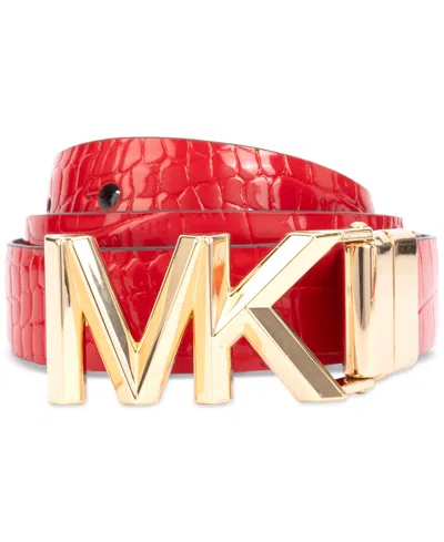 Michael Kors Michael  Women's Reversible Leather Belt In Optic White