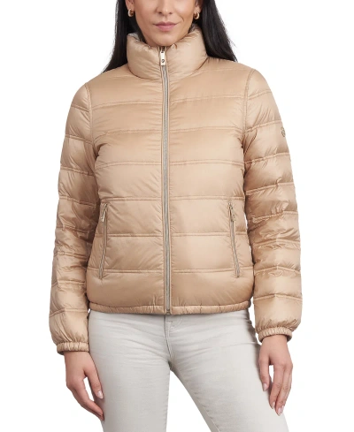 Michael Kors Michael  Women's Reversible Shine Down Puffer Coat, Created For Macy's In Buff,bone